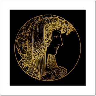 Art nouveau gold silhouette lady 7 Posters and Art